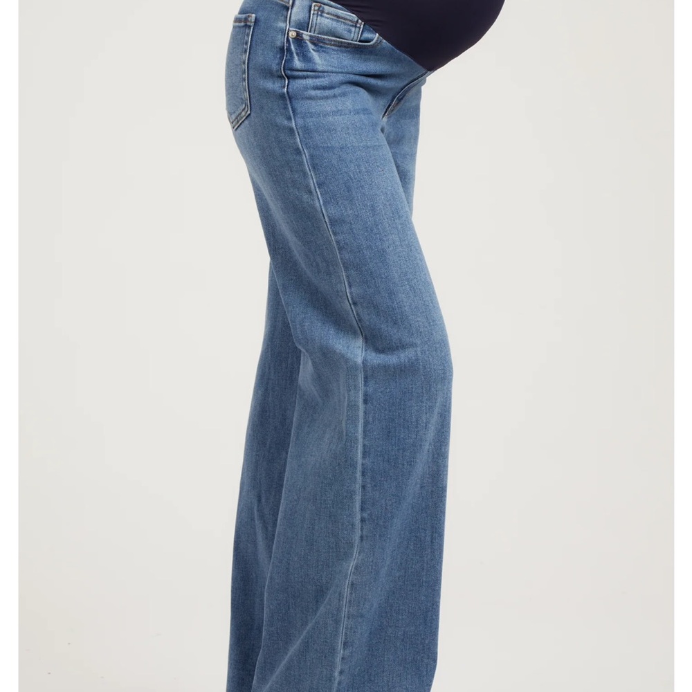 Pinkblush Blue Wide Leg Maternity Jeans - Picture 6 of 7